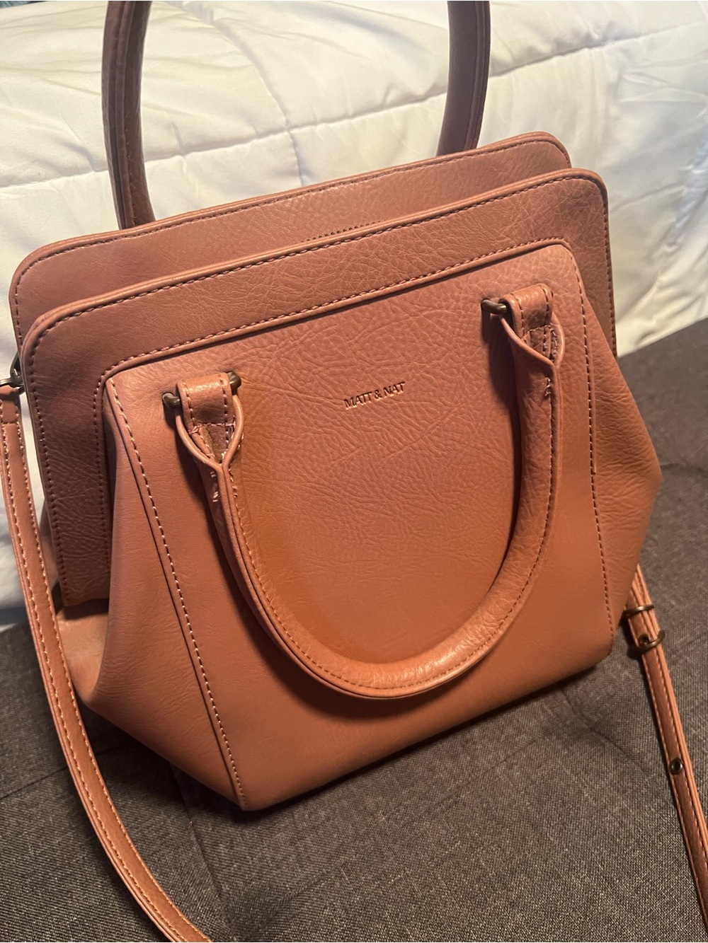 Matt & Nat Dusty Mauve Vegan Leather Top-Handle Satchel